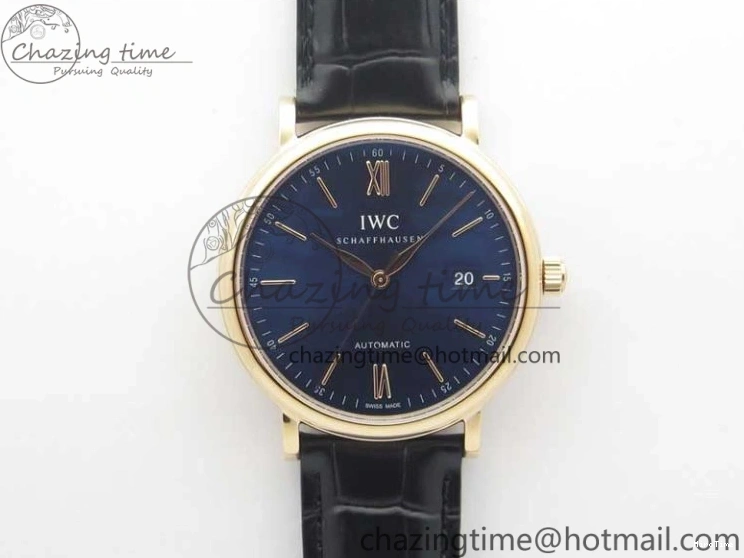 MIROTIME 0203 MoistureWicking Portofino Automatic RG IW356522 FKF 1:1 Best Edition Blue Dial on Black Croco Strap A 7109